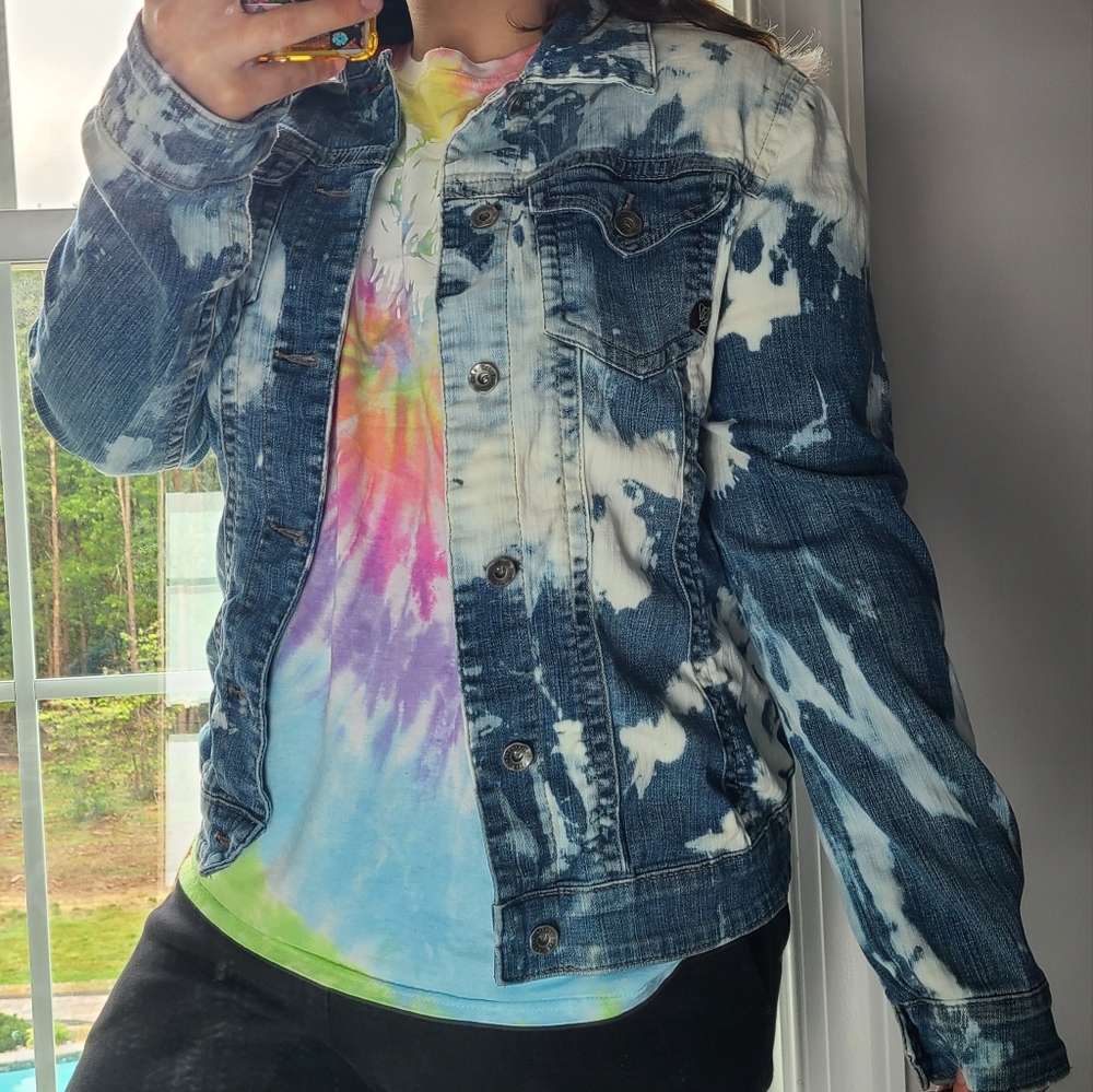 bleach tie dyed jean jacket